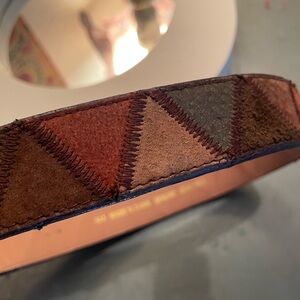 Brown Pastel Patchwork Vintage Leather Belt 30”